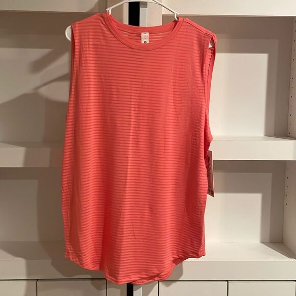 NWT Lululemon Brunswick Muscle Tank Sheer Shadow Stripe Sz 8 Sakura Pink READ - Picture 1 of 5